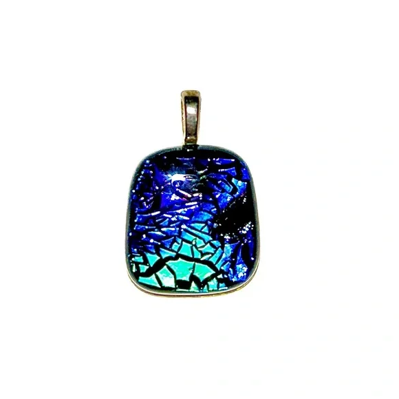 Metallic Crackle Pendant Necklace Broken Glass Rave Pendent - Picture 1 of 2